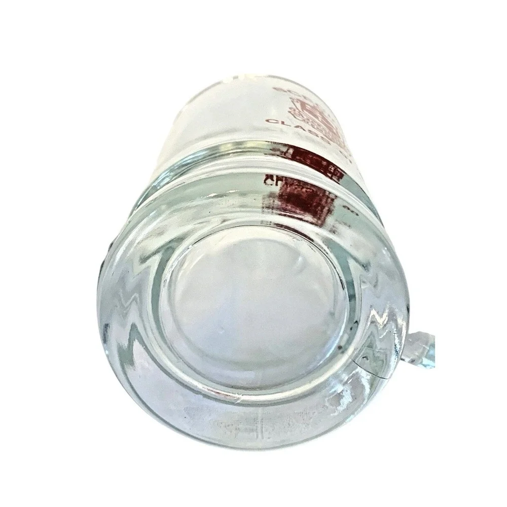 Scecina Memorial Beer Mug‎ Class of '90 Vintage Glass Stein Clear Red Graphic